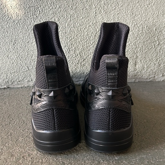 SKYTRACK Mesh Knit High Rivet Leather Black Sneakers SZ EU 40 - Picture 6 of 11